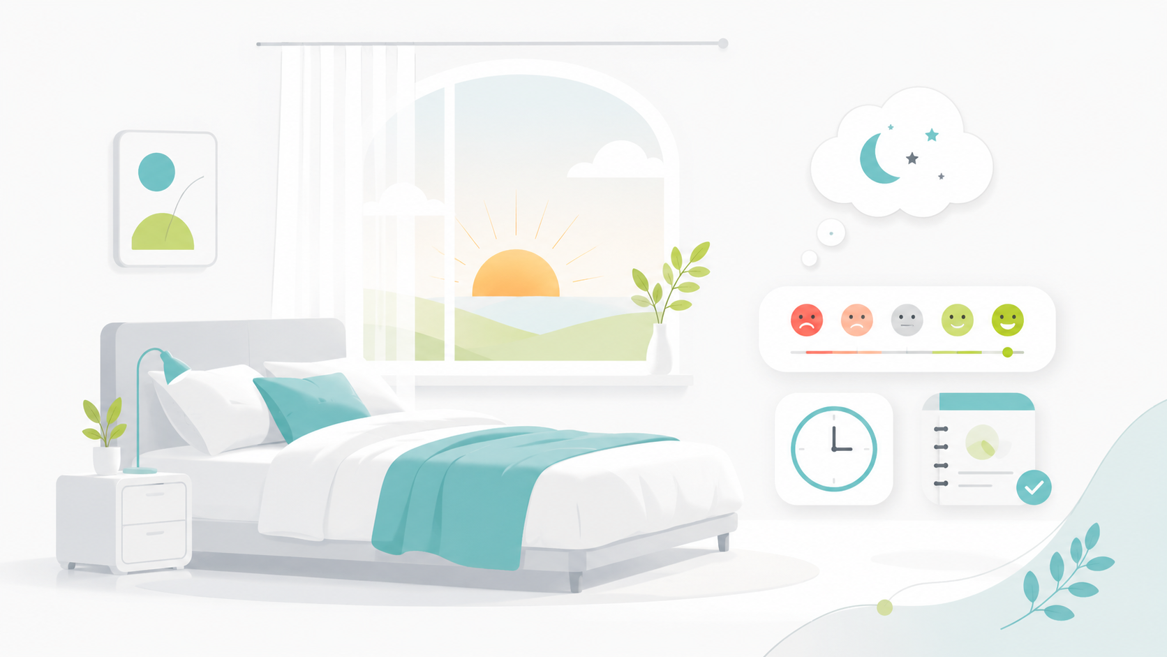 Ruhevolle Morgenstimmung im minimalistischen Schlafzimmer